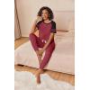 Ekouaer Lounge Sets for Women Two Piece Pajama Set Short Sleeve Crewneck Jogger Outfits and Sweatpants Tracksuit(Wine Red)