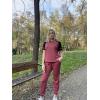 Ekouaer Lounge Sets for Women Two Piece Pajama Set Short Sleeve Crewneck Jogger Outfits and Sweatpants Tracksuit(Wine Red)