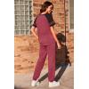 Ekouaer Lounge Sets for Women Two Piece Pajama Set Short Sleeve Crewneck Jogger Outfits and Sweatpants Tracksuit(Wine Red)