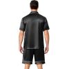 Ekouaer Mens Pajamas Set Silk Satin Sleepwear Short Sleeve Button Down Pjs Set 2 Piece Loungewear with Pockets S-XXL(Black)