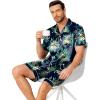 Ekouaer Mens Pajamas Set Silk Satin Sleepwear Short Sleeve Button Down Pjs Set 2 Piece Loungewear with Pockets S-XXL(Flamingo Green)