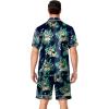 Ekouaer Mens Pajamas Set Silk Satin Sleepwear Short Sleeve Button Down Pjs Set 2 Piece Loungewear with Pockets S-XXL(Flamingo Green)