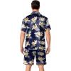 Ekouaer Mens Pajamas Set Silk Satin Sleepwear Short Sleeve Button Down Pjs Set 2 Piece Loungewear with Pockets S-XXL(Hawaiian Flowers)