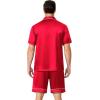 Ekouaer Mens Pajamas Set Silk Satin Sleepwear Short Sleeve Button Down Pjs Set 2 Piece Loungewear with Pockets S-XXL(Red)