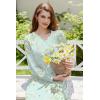 Ekouaer Nightgown Long Sleeve for Women Sleepwear V Neck Loungewear Button Full Length Nightshirt(Floral Light Green)