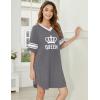 Ekouaer Nightgowns for Women 2 Pack Sleepshirts Short Sleeve Nightshirt V Neck Sleepwear Casual Pajama Dress(Black/Gueen Grey)