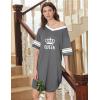 Ekouaer Nightgowns for Women 2 Pack Sleepshirts Short Sleeve Nightshirt V Neck Sleepwear Casual Pajama Dress(Black/Gueen Grey)
