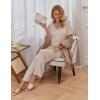 Ekouaer Pajama Sets for Women 2 Piece Lounge Set Short Sleeve Tops and Long Pants Soft Comfy Pjs Sleepwear Outfits S-XXL(Beige)