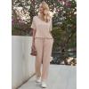 Ekouaer Pajama Sets for Women 2 Piece Lounge Set Short Sleeve Tops and Long Pants Soft Comfy Pjs Sleepwear Outfits S-XXL(Beige)