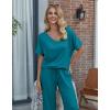 Ekouaer Pajama Sets for Women 2 Piece Lounge Set Short Sleeve Tops and Long Pants Soft Comfy Pjs Sleepwear Outfits S-XXL(Blue Green)