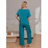 Ekouaer Pajama Sets for Women 2 Piece Lounge Set Short Sleeve Tops and Long Pants Soft Comfy Pjs Sleepwear Outfits S-XXL(Blue Green)