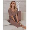 Ekouaer Pajama Sets for Women 2 Piece Lounge Set Short Sleeve Tops and Long Pants Soft Comfy Pjs Sleepwear Outfits S-XXL(Brown)