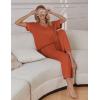 Ekouaer Pajama Sets for Women 2 Piece Lounge Set Short Sleeve Tops and Long Pants Soft Comfy Pjs Sleepwear Outfits S-XXL(Caramel)
