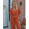 Ekouaer Pajama Sets for Women 2 Piece Lounge Set Short Sleeve Tops and Long Pants Soft Comfy Pjs Sleepwear Outfits S-XXL(Caramel)