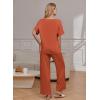 Ekouaer Pajama Sets for Women 2 Piece Lounge Set Short Sleeve Tops and Long Pants Soft Comfy Pjs Sleepwear Outfits S-XXL(Caramel)