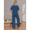 Ekouaer Pajama Sets for Women 2 Piece Lounge Set Short Sleeve Tops and Long Pants Soft Comfy Pjs Sleepwear Outfits S-XXL(Dark Blue)