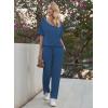 Ekouaer Pajama Sets for Women 2 Piece Lounge Set Short Sleeve Tops and Long Pants Soft Comfy Pjs Sleepwear Outfits S-XXL(Dark Blue)