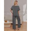 Ekouaer Pajama Sets for Women 2 Piece Lounge Set Short Sleeve Tops and Long Pants Soft Comfy Pjs Sleepwear Outfits S-XXL(Dark Grey)