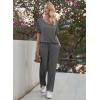 Ekouaer Pajama Sets for Women 2 Piece Lounge Set Short Sleeve Tops and Long Pants Soft Comfy Pjs Sleepwear Outfits S-XXL(Dark Grey)