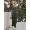 Ekouaer Pajama Sets for Women 2 Piece Lounge Set Short Sleeve Tops and Long Pants Soft Comfy Pjs Sleepwear Outfits S-XXL(Deep Army Green)