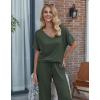 Ekouaer Pajama Sets for Women 2 Piece Lounge Set Short Sleeve Tops and Long Pants Soft Comfy Pjs Sleepwear Outfits S-XXL(Deep Army Green)