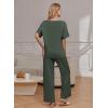 Ekouaer Pajama Sets for Women 2 Piece Lounge Set Short Sleeve Tops and Long Pants Soft Comfy Pjs Sleepwear Outfits S-XXL(Deep Army Green)