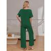 Ekouaer Pajama Sets for Women 2 Piece Lounge Set Short Sleeve Tops and Long Pants Soft Comfy Pjs Sleepwear Outfits S-XXL(Green)