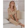 Ekouaer Pajama Sets for Women 2 Piece Lounge Set Short Sleeve Tops and Long Pants Soft Comfy Pjs Sleepwear Outfits S-XXL(Khaki)