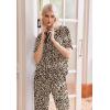 Ekouaer Pajama Sets for Women 2 Piece Lounge Set Short Sleeve Tops and Long Pants Soft Comfy Pjs Sleepwear Outfits S-XXL(Leopard)