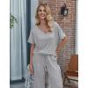 Ekouaer Pajama Sets for Women 2 Piece Lounge Set Short Sleeve Tops and Long Pants Soft Comfy Pjs Sleepwear Outfits S-XXL(Light Grey)