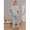 Ekouaer Pajama Sets for Women 2 Piece Lounge Set Short Sleeve Tops and Long Pants Soft Comfy Pjs Sleepwear Outfits S-XXL(Light Grey)