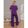 Ekouaer Pajama Sets for Women 2 Piece Lounge Set Short Sleeve Tops and Long Pants Soft Comfy Pjs Sleepwear Outfits S-XXL(Purple)