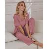 Ekouaer Pajama Sets for Women 2 Piece Lounge Set Short Sleeve Tops and Long Pants Soft Comfy Pjs Sleepwear Outfits S-XXL(Purple Red)