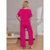 Ekouaer Pajama Sets for Women 2 Piece Lounge Set Short Sleeve Tops and Long Pants Soft Comfy Pjs Sleepwear Outfits S-XXL(Rose)