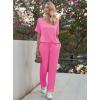 Ekouaer Pajama Sets for Women 2 Piece Lounge Set Short Sleeve Tops and Long Pants Soft Comfy Pjs Sleepwear Outfits S-XXL(Rose Pink)