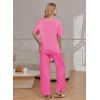Ekouaer Pajama Sets for Women 2 Piece Lounge Set Short Sleeve Tops and Long Pants Soft Comfy Pjs Sleepwear Outfits S-XXL(Rose Pink)