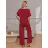 Ekouaer Pajama Sets for Women 2 Piece Lounge Set Short Sleeve Tops and Long Pants Soft Comfy Pjs Sleepwear Outfits S-XXL(Wine)