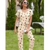 Ekouaer Pajama Sets for Women 2 Piece Lounge Sets Short Sleeve Pullover Top and Jogger Pants Pjs Sleepwear Tracksuit S-XXL(Apricot Butterfly)