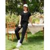 Ekouaer Pajama Sets for Women 2 Piece Lounge Sets Short Sleeve Pullover Top and Jogger Pants Pjs Sleepwear Tracksuit S-XXL(Black)