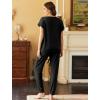 Ekouaer Pajama Sets for Women 2 Piece Lounge Sets Short Sleeve Pullover Top and Jogger Pants Pjs Sleepwear Tracksuit S-XXL(Black)