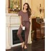 Ekouaer Pajama Sets for Women 2 Piece Lounge Sets Short Sleeve Pullover Top and Jogger Pants Pjs Sleepwear Tracksuit S-XXL(Brown)
