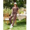Ekouaer Pajama Sets for Women 2 Piece Lounge Sets Short Sleeve Pullover Top and Jogger Pants Pjs Sleepwear Tracksuit S-XXL(Brown)