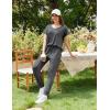 Ekouaer Pajama Sets for Women 2 Piece Lounge Sets Short Sleeve Pullover Top and Jogger Pants Pjs Sleepwear Tracksuit S-XXL(Dark Grey)