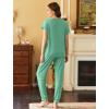 Ekouaer Pajama Sets for Women 2 Piece Lounge Sets Short Sleeve Pullover Top and Jogger Pants Pjs Sleepwear Tracksuit S-XXL(Gray Green)
