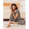 Ekouaer Pajama Sets for Women 2 Piece Lounge Sets Short Sleeve Pullover Top and Jogger Pants Pjs Sleepwear Tracksuit S-XXL(Leopard)