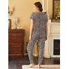 Ekouaer Pajama Sets for Women 2 Piece Lounge Sets Short Sleeve Pullover Top and Jogger Pants Pjs Sleepwear Tracksuit S-XXL(Leopard)
