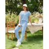 Ekouaer Pajama Sets for Women 2 Piece Lounge Sets Short Sleeve Pullover Top and Jogger Pants Pjs Sleepwear Tracksuit S-XXL(Light Blue)