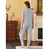 Ekouaer Pajama Sets for Women 2 Piece Lounge Sets Short Sleeve Pullover Top and Jogger Pants Pjs Sleepwear Tracksuit S-XXL(Light Grey Striped)