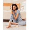 Ekouaer Pajama Sets for Women 2 Piece Lounge Sets Short Sleeve Pullover Top and Jogger Pants Pjs Sleepwear Tracksuit S-XXL(Light Grey Striped)