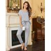 Ekouaer Pajama Sets for Women 2 Piece Lounge Sets Short Sleeve Pullover Top and Jogger Pants Pjs Sleepwear Tracksuit S-XXL(Light Grey Striped)
